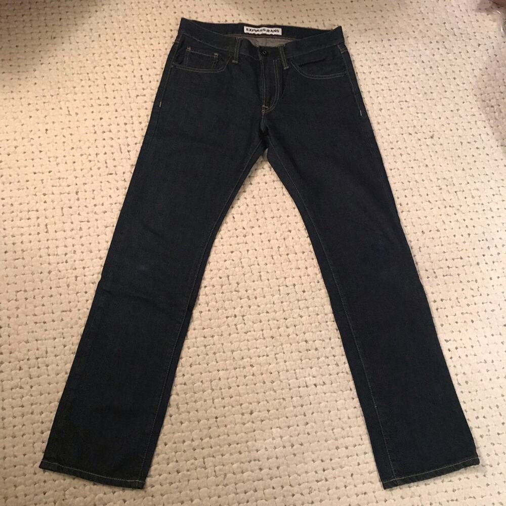 Express Rocco DARK RINSE Slim Fit Straight Leg Jeans NEW! Mens 29 32 RARE! GQ